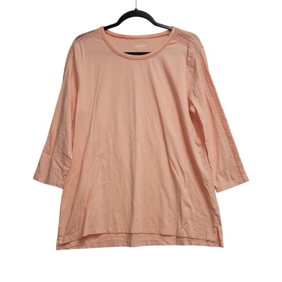 Lands End Womens Light Pink Crochet Sleeve Tunic Top L 2380 - Picture 1 of 7